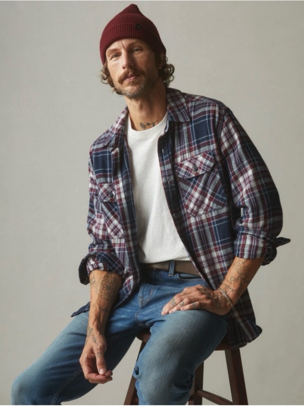 American Giant Vintage Plaid Flannel Button Down Shirt Jacket Shacket Men Medium
